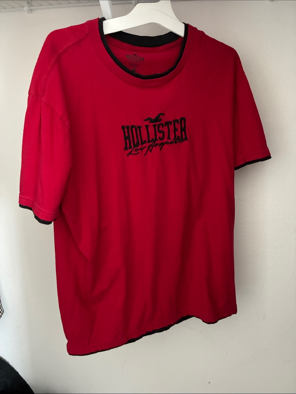 Hollister Red Short Sleeve Tee with Black Logo